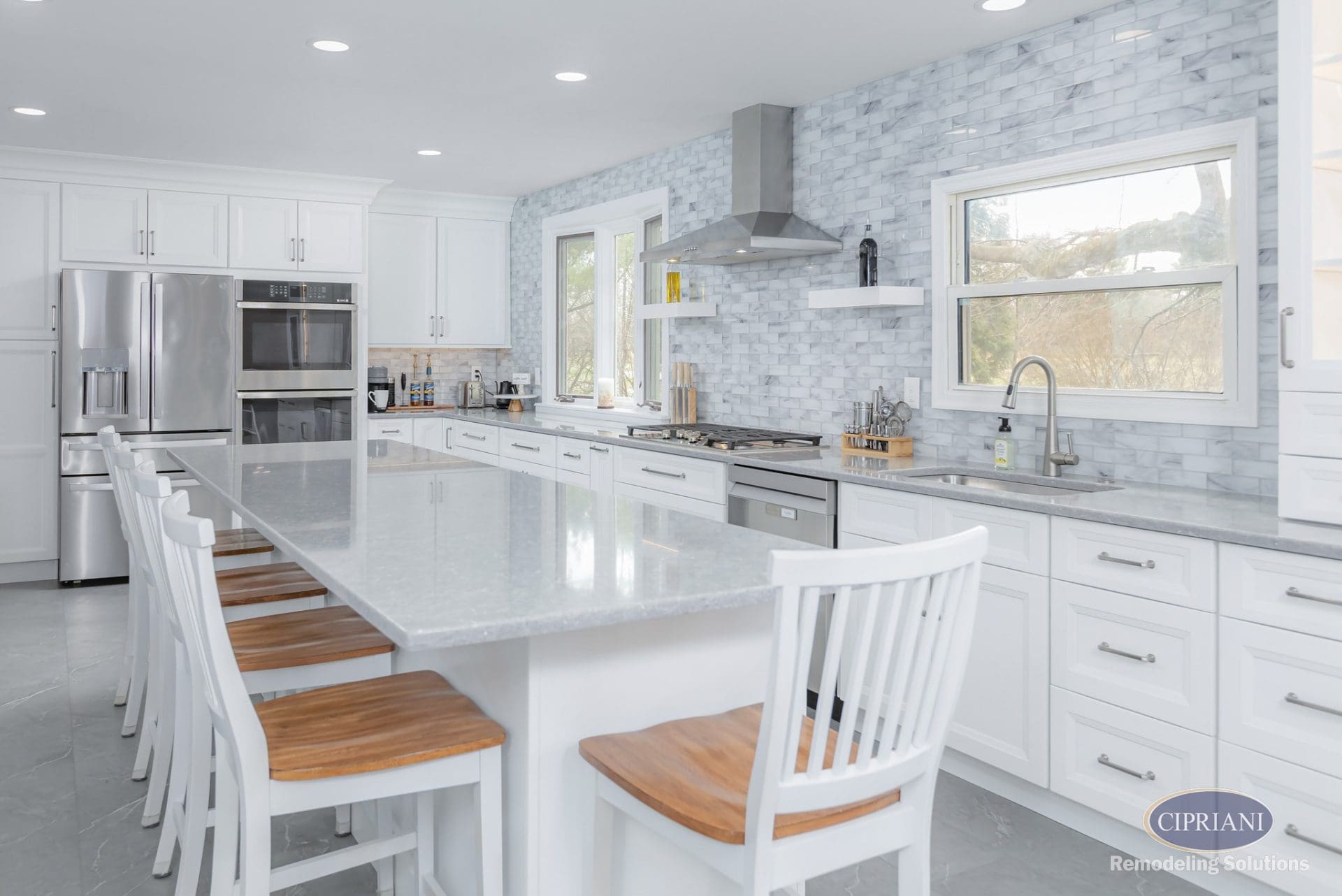 Open-concept Mount Laurel kitchen with large island and light finishes