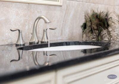 Brushed nickel bathroom faucet and sink in Wenonah NJ bathroom remodel