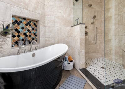 Freestanding tub and walk in shower in Wenonah NJ bathroom remodel